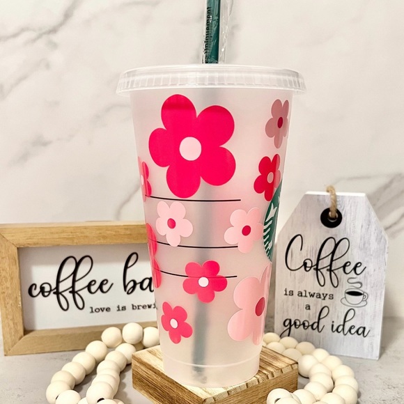 🩷Rose and Pink Retro Daisy Starbucks Cup🩷 - Picture 4 of 4
